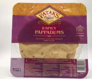 Pataks Pappadums Spicy Ready to Eat 8s 60g