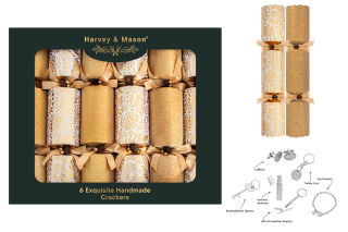 Harvey & Mason - 6 Large Exquisite Christmas Crackers - Gold