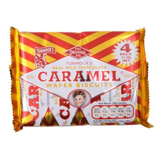 Tunnocks Caramel Wafer Biscuits 4 x 30g