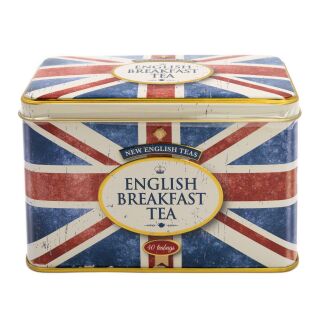 New English Teas - English Breakfast Tea 40 Tea Bags - Union Jack Vintage Tin