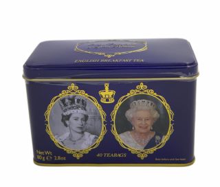 New English Teas - English Breakfast Tea 40 Tea Bags - Queen Elizabeth Tin