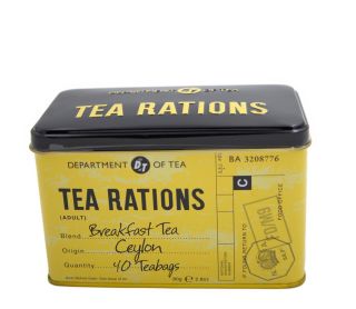 New English Teas - English Breakfast Tea 40 Tea Bags - Tea Rations Vintage Tin