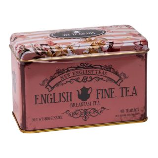New English Teas - English Breakfast Tea 40 Tea Bags - English Fine Tea Vintage Tin