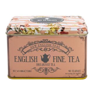 New English Teas - English Breakfast Tea 40 Tea Bags - English Fine Tea Vintage Tin