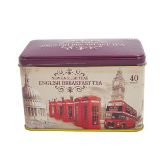 New English Teas - English Breakfast Tea 40 Tea Bags - British Vintage Tin