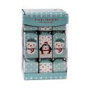 9 Mini Squared Christmas Cracker - Blue & White - Snowman & Penguin