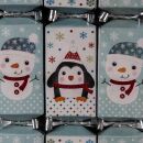 9 Mini Squared Christmas Cracker - Blue & White - Snowman & Penguin