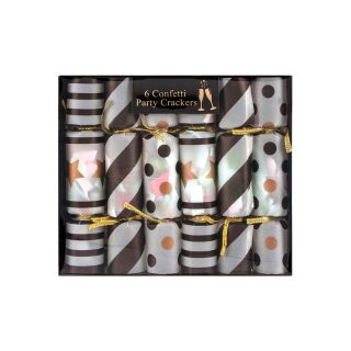 6 Mini Party Cracker - Stripe , Points , Star - with Confetti