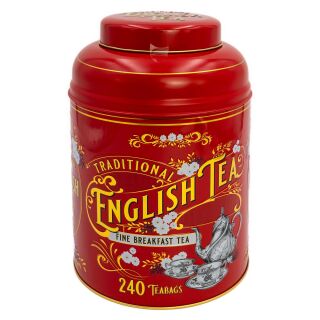 New English Teas - English Breakfast Tea 240 Tea Bags - Vintage Victorian Tin - Red