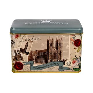 New English Teas - English Breakfast Tea 40 Tea Bags - Westminster AbbeyTin