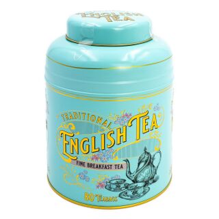 New English Teas - English Breakfast Tea 80 Tea Bags - Vintage Victorian Tin - Mint