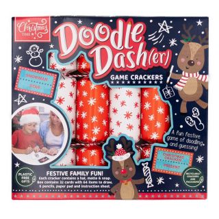 Christmas Time - 6 Family Game Crackers  - Red & White - Doodle Dash(er)