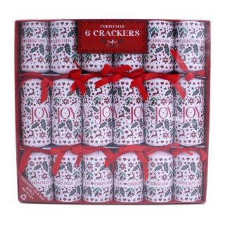 Christmas Cracker 6 Pack - White & Red - Christmas Joy with Biscuit Cutters