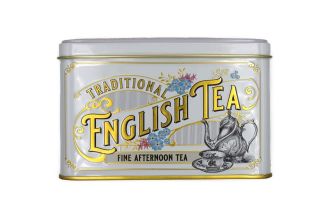 New English Teas - English Afternoon Tea 40 Tea Bags - Vintage Victorian Tin - White