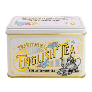 New English Teas - English Afternoon Tea 40 Tea Bags - Vintage Victorian Tin - White