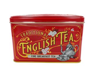 New English Teas - English Breakfast Tea 40 Tea Bags - Vintage Victorian Tin - Red