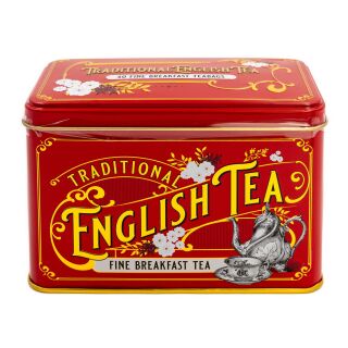 New English Teas - English Breakfast Tea 40 Tea Bags - Vintage Victorian Tin - Red