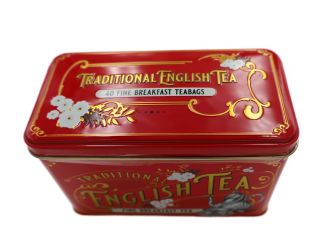 New English Teas - English Breakfast Tea 40 Tea Bags - Vintage Victorian Tin - Red