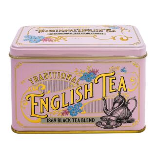 New English Teas - 1869 Black Tea Blend 40 Tea Bags - Vintage Victorian Tin - Light Pink