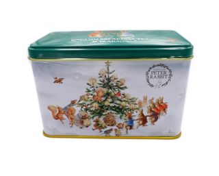 New English Teas - English Breakfast Tea 40 Tea Bags - Beatrix Potter "Peter Rabbit - Christmas Tree" Tin
