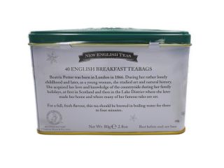 New English Teas - English Breakfast Tea 40 Tea Bags - Beatrix Potter Peter Rabbit - Christmas Tree Tin