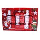 Christmas Time - 8 Family Game Crackers - Red & White - Musical Whistle