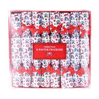 8 Mini Saucer Christmas Cracker - Reindeer & Holly