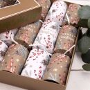 Green Christmas -  8 Large Premium Eco Christmas Crackers - Brown & White