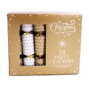 Christmas Time - 24 Party Crackers - Gold & White -...