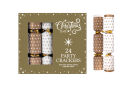 Christmas Time - 24 Party Crackers - Gold & White - Stars