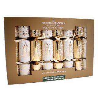 Christmas Cracker Extra Large Premium 8 Pack - Gold & Cream - Tree