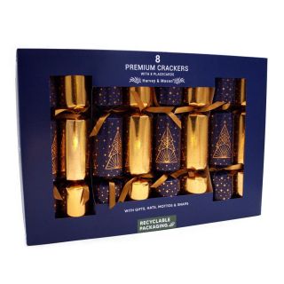Christmas Cracker Extra Large Premium 8 Pack - Dark Blue & Copper - Midnight Tree