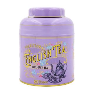 New English Teas - Earl Grey Tea 80 Tea Bags - Vintage Victorian Tin -  Lavender