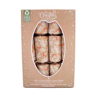 Christmas Time - Fill Your Own Crackers 8 Pack - Brown & White - Berry
