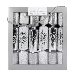 Harvey & Mason - 12 Large Luxury Christmas Cracker - Red & White - Red Robin