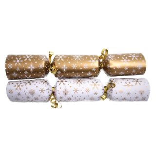 Catering Christmas Crackers -Snowflakes- Gold & White -  50 x 10"/25cm