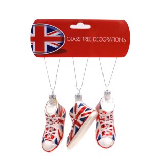 Union Jack Boot Glass Bauble Set of 3