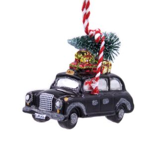Sass & Belle - Black London Taxi Glass Bauble
