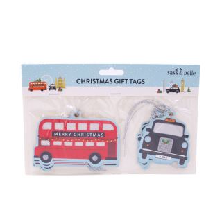 Sass & Belle - 12 Christmas Gift Tags - London Bus & Taxi