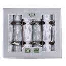 Green Christmas - 6 Mini Eco Christmas Crackers - Silver & White - Trees