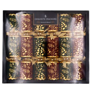 Harvey & Mason - 6 Large Exquisite Christmas Crackers - Red & Green