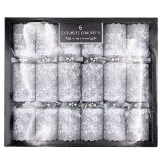 Harvey & Mason - 6 Large Exquisite Christmas Crackers - Silver Glitter