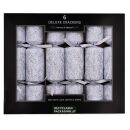 Harvey & Mason - 6 Large Deluxe Christmas Cracker  - White - Winter Glitter