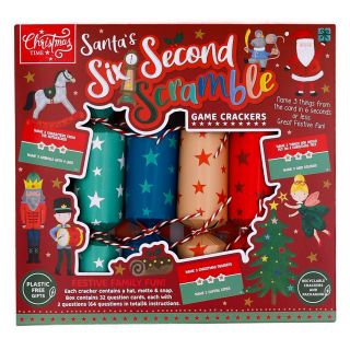 Christmas Time - 6 Family Game Crackers - Diverse Colours - Santas Six Second Scramble