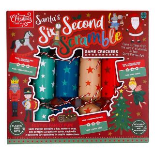 Christmas Time - 6 Family Game Crackers - Diverse Colours - Santas Six Second Scramble