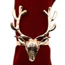 Harvey & Mason - 6 Napkin Rings - Gold - Stag Head