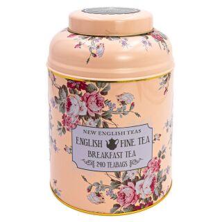 New English Teas - English Breakfast Tea 240 Tea Bags - Vintage Floral Tin - Blush