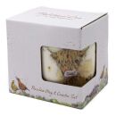 Porcelain Mug & Coaster Set - Highland Cow
