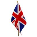 Union Jack Hand Waving Flag 15cm x 20cm on a 30cm Wooden...