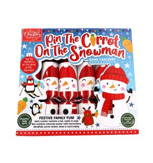 Christmas Time - 6 Family Game Crackers - Red & White - Pin The Carrot On The Snowman